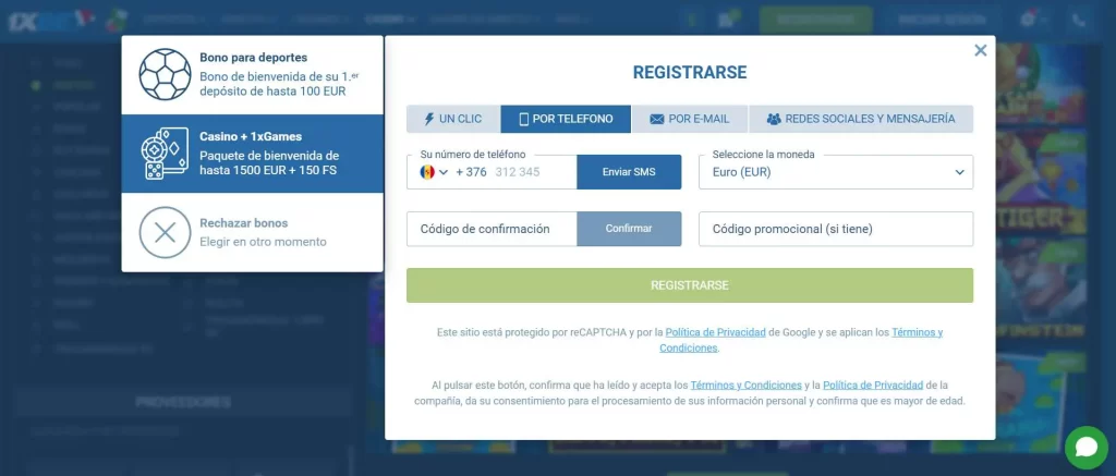 1xBet Registro